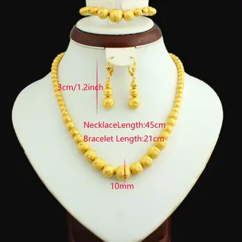 Șirag de mărgele de aur Set Bijuterii Colier 45cm/Cercei/21cm Brățară de Aur de Culoare Margele Bijuterii Africane/Etiopian Pentru Femei