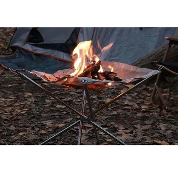 Lighweight Camping Groapă de Foc din Oțel Inoxidabil în aer liber, Stai Semineu pentru Terasa Backyard Garden Foc Petrecere pe Plajă