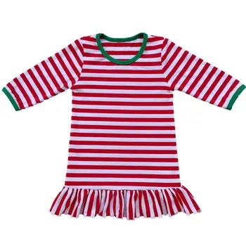 En-gros de Fete de Crăciun rochie de Noapte Unduiri Rochie Fete Pijamale Crăciun Roșu și Alb Dungi personalizate personalizate inițială monograma