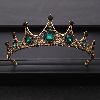 Vintage Verde Strasuri de Cristal Nunta Coroana de Mireasa tiara Diadema Bijuterii ornament de Par de Nunta Bijuterii de Păr Coroana de Mireasă