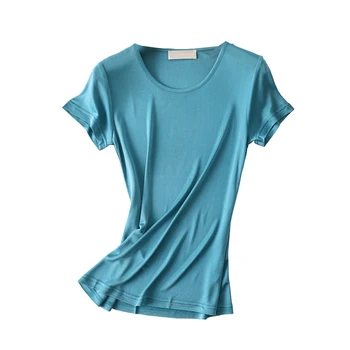 Vara 50% mătase Naturală modis plus dimensiune streetwear tricou femei camiseta mujer tricou t-shirt, tee shirt femme topuri camasi femei