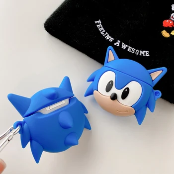 Pentru AirPods 1 2 Anime 3D Sonic Cască Caz Pentru AirPods Pro setul cu Cască Bluetooth Desene animate Ariciul Silicon Acoperă cu Cârlig