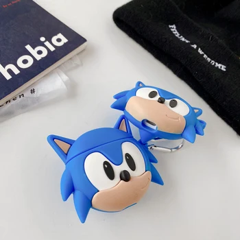 Pentru AirPods 1 2 Anime 3D Sonic Cască Caz Pentru AirPods Pro setul cu Cască Bluetooth Desene animate Ariciul Silicon Acoperă cu Cârlig