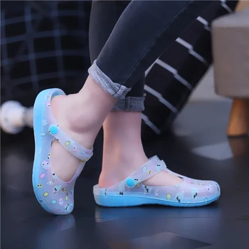 Vara Jeleu Pantofi Plat Simplu Femei Sandale Brand de Moda Casual, Papuci de casă Femeie Respirabil PVC Sandale Plus Dimensiune 2020 Stil Nou