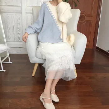 Mozaic Pulover Tricotate Femei Toamna Iarna Drăguț Kawaii Pulover Pulover Feminin Casual Pierde Coreean Topuri Toamna 2020 Femei Nou