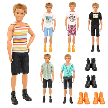 Papusa de moda accesorii de 10 bucăți/set= 6 Ken haine +4 Pantofi Papusa Ken Copii, Jucării Haine Pentru Ken Joc DIY Cadou