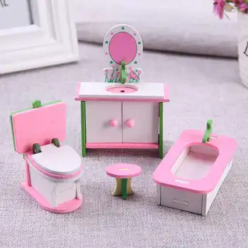 1 set Copii din Lemn Mobilier casă de Păpuși Păpuși Casa in Miniatura Copilului Jucării Cadouri #10