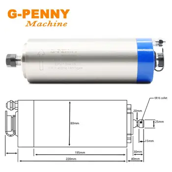 G-PENNY 1,5 KW Răcit cu Apă Ax Motor ER16 4 Rulmenti 80x 220mm & 1,5 kw VFD / Invertor & 80mm Suport & 75W Pompa de Apa