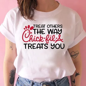 Femei Tricou Casual Trata Pe Ceilalți Așa Cum Chick Fil-Un Tratează Tricou Zicale Amuzante T-Shirt Tumblr Tee Hipster Topuri