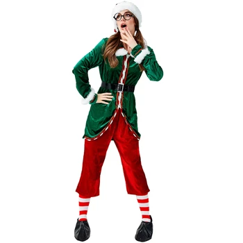 Deluxe Femei Verde Elf De Crăciun Costum Cosplay Costum De Halloween Pentru Adulti Petrecere De Carnaval Costum