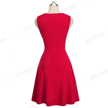 Frumos-pentru totdeauna de Epocă Elegant de Culoare Solidă de Vară Cutat vestidos O-Linie Pinup de Afaceri, Petrecere de Femei Flare Swing Dress A101