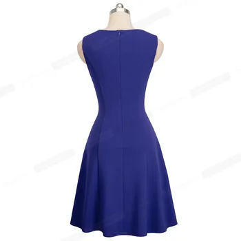 Frumos-pentru totdeauna de Epocă Elegant de Culoare Solidă de Vară Cutat vestidos O-Linie Pinup de Afaceri, Petrecere de Femei Flare Swing Dress A101