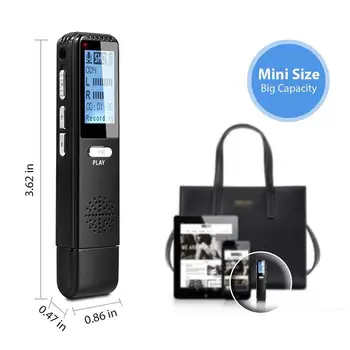 8GB USB reîncărcabilă mini portabil ultra lungă perioadă de timp stilou de înregistrare de înregistrare digitală de 350 de ore MP3 player HD ecran pentru întâlnire