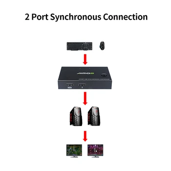 Sincron Comutator AIMOS AM-KM202 2 Port USB Suport Controler de Tastatură, Mouse-ul de Intrare 2 PC Sincron Control Comutator Controler