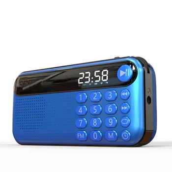 Portabil radio FM vorbitor în aer liber Acasă card TF U disc music player mini mp3 ceas ieșire pentru căști 18650 baterie reîncărcabilă