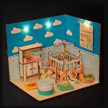 1/24 casă de Păpuși în Miniatură DIY Kit 3D Detasabila Păpuși Casa de Copii de Dormitor Model de Puzzle pentru Copii Jucărie Cadou de Crăciun