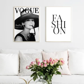Cuadros Decor Vogue Hepburn Postere si Printuri Pe Panza Pictura Moda Figura Wall Art Print Imagini Pentru Camera de zi