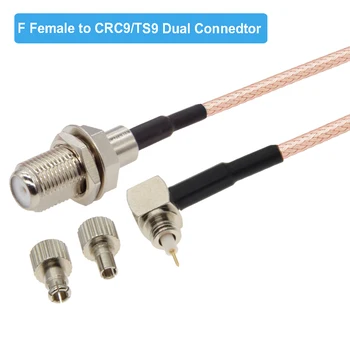 2 buc F de sex Feminin pentru a CRC9 TS9 de sex Masculin Unghi Drept 2 in 1 Conector RG316 Cablu Coaxial RF Huawei 3G Antenă Cablu de Extensie Jumper