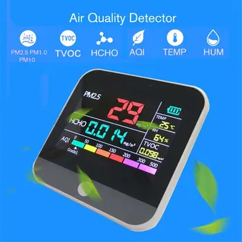 Analizor de Instrument de Măsurare Smog Metru AQI Analiza Calității Aerului Tester PM2.5/HCHO/TVOC Temperatura Umiditate Monitor Detector de Gaz