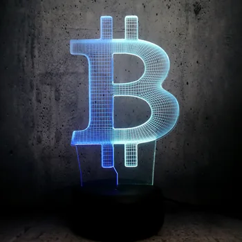 Acrilice Bitcoin Mixcolor 3D LAMPA de Spirit Noapte Lumina RGB Iluminat cu LED USB cu Atingere Bază de Masă de Birou Lângă Decorative