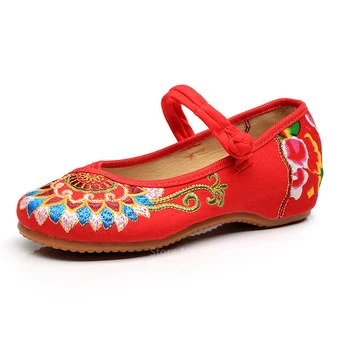 Femei Broderie Pantofi Lady Vintage Confortabil Floare Tradițională Chineză Stil Vechi Peking Panza Apartamente Balerina Pantofi De Dans