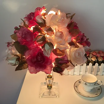 Nunta De Artă Crystal Rose Masă Lampă De Noptieră Dormitor Longevitate De Iluminat Fata De Printesa Romantic Floare Mică Lampă De Masă