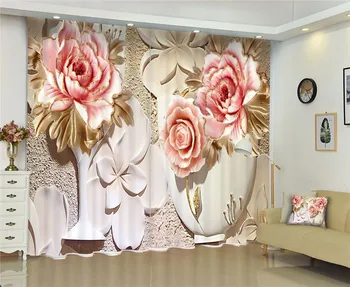 Chineză Perdeaua ușii de Lux Opace Fereastra 3D Cortina Camera de zi flori de nunta Cortina Draperii Rideaux Personalizate față de pernă