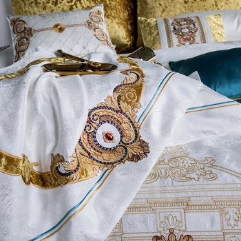 De lux Satin de Bumbac Royal Set de lenjerie de Pat King Queen-size Carpetă acopere foaie de Pat set de Nunta Cuvertură de pat fata de perna 4/6/10buc