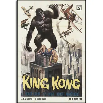 King Kong Film Clasic De Epocă Monstru Tesatura De Matase Perete Poster Art Decor Autocolant Luminoase