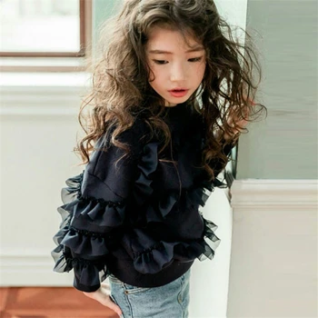 Toamna primavara fete pulover coreea imbracaminte copii dantelă cusaturi personalizate topuri copii printesa de moda haina
