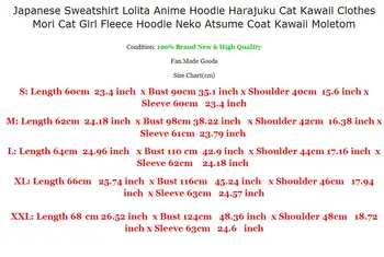 Japoneze Tricoul Lolita Anime Hanorac Harajuku Pisica Drăguț Haine Mori Cat Girl Fleece Hoodie Atsume Neko Haina Kawaii Moletom
