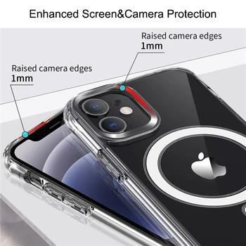 Magnetice de Caz Pentru iPhone 12 seria Caz de Protecție Pentru iPhone 12 Pro Max Mini Încărcător fără Fir Transparent Subțire Caz