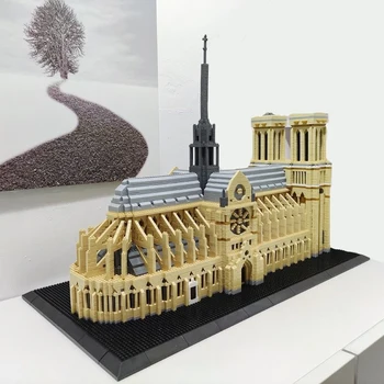 PZX Arhitectura Notre Dame de Paris Opera Taj Mahal-Palatul Potala Tower Bridge 3D Mini Diamond Blocuri de Constructii Jucărie fără Cutie