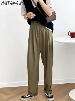 MATAKAWA Epocă Streetwear Talie Mare Sentiment de Design Costum Pantaloni Femei 2020 Toamna Vrac Pantaloni Largi pentru Femei