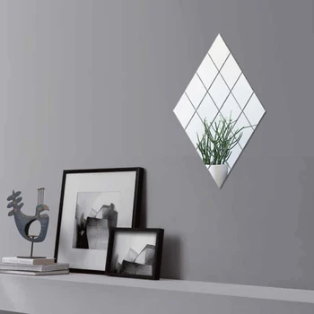 4buc Pătrat Oglindă Placi de Perete Autocolant Argintiu DIY Autocolante de Perete Mozaic Oglinda Baie Sticker de Perete de Hârtie autoadezive pentru Decor Acasă