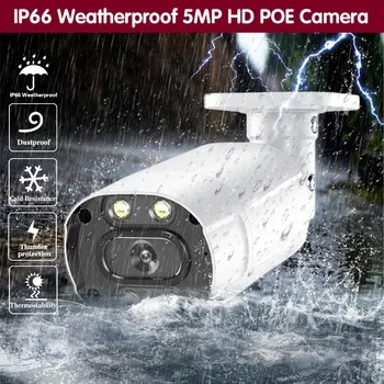 POE aparat de Fotografiat CCTV, Sistem de Securitate Kit POE 16ch 5MP NVR 4K în aer liber Color HD de Viziune de Noapte, Supraveghere Video, Sistem de Camera IP Set