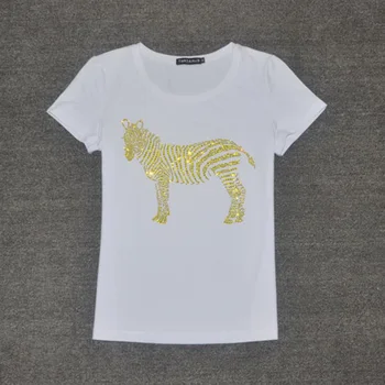 S-XXXL Femei Tricou de Vară din 2016 Nou Stil T-shirt de Imprimare Zebră Cristal Harajuku O-gat Maneci Scurte din Bumbac Cuplu Tee Plus Dimensiune