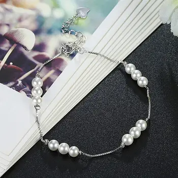 Pearl Bijuterii Elegant 925 De Argint Sterlină Femei Brățară Reglabil Bratari De Lanț De Sex Feminin Brățări Bijuterii Fine (Lam Hub Fong)