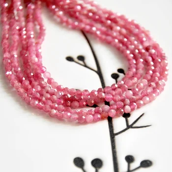 En-gros naturale turmalina roz fatetate taie 2mm/3mm/4mm 7.5 inch/19 cm margele de semințe mici bijuterii DIY pentru femei