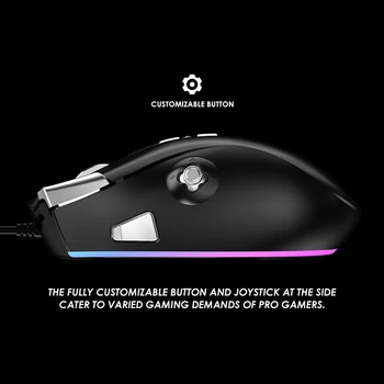 GameSir GM200 Gaming Mouse cu 6 Butoane si 1 Joystick, Prestabilite MOBA Modul și Modul FPS, Iluminare RGB, Reglabile 4-nivel DPI