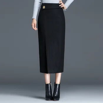 Toamna Iarna Femei Lunga Fusta Casual Butonul Split Talie Mare Carouri De Sex Feminin Coreeană Stil De Moda Streetwear Elegante, Fuste Lungi
