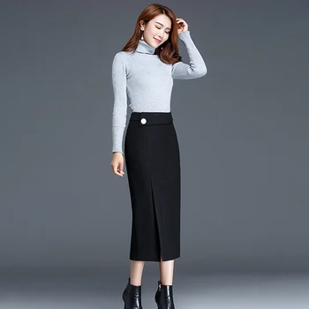 Toamna Iarna Femei Lunga Fusta Casual Butonul Split Talie Mare Carouri De Sex Feminin Coreeană Stil De Moda Streetwear Elegante, Fuste Lungi