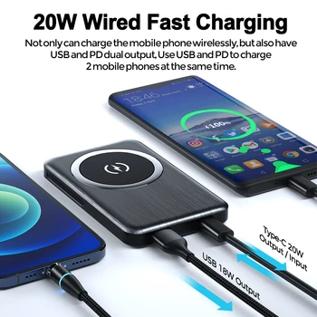 YKZ Qi Wireless Charger Power Bank 10000mAh 15W Wireless Acumulator Extern Powerbank Pentru iPhone12 Pro Max Magsafing magnet de putere
