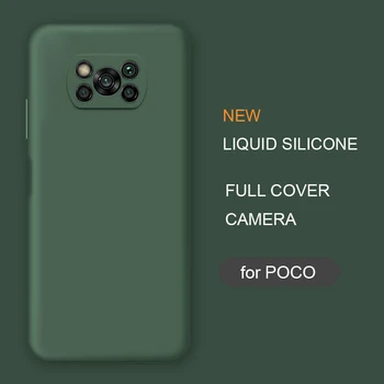 Acoperire completă Lichid de Silicon Telefon Caz Pentru Xiaomi Poco X3 Nfc M2 F2 Pro X2 originali de Protecție Moale capacul din Spate de Cazuri