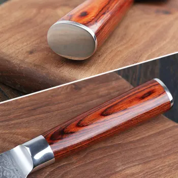 YARENH 5 inch utilitate cuțit de oțel Damasc bucatarie cuțit bucătar-șef cu roșu mâner din lemn Japoneză VG10 fructe peeling cuțite