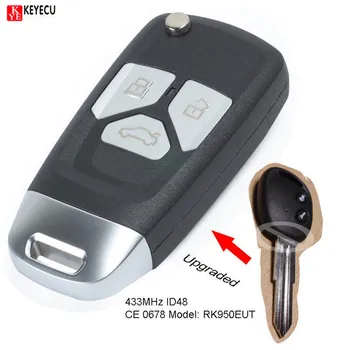 Keyecu Modernizate Flip Înlocuirea Remote Telecomanda 433MHz Cip ID48 3B pentru Chevrolet Aveo 2009-2016 PN: CE 0678, MODEL: RK950EUT