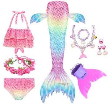Minunat Coada de Sirena Sirena Costum de Vară pe Plajă Bikini de costume de Baie Sirena Cosplay pentru Petrecerea de Halloween Fete Dress