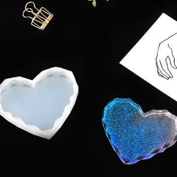 4 Buc/set Cristal Epoxidice Mucegai DIY Cupa Pad Inima Formă de Romb Coaster Matrite de Mare Oglindă Manual Silicon Mucegai