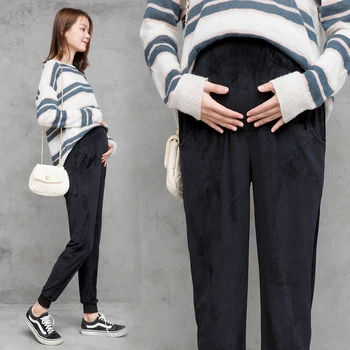 Maternitate pantaloni pentru Gravide Femeile Gravide Pantaloni timpul Sarcinii Haine de Primavara Toamna 2019 Maternitate în Afara Fleece Pant