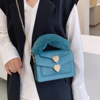 Elegant, Feminin Pluș Tote sac 2020 Noi de Moda de Înaltă calitate din Piele PU pentru Femei Geantă de mână de Designer Lanț de Umăr Geanta Messenger